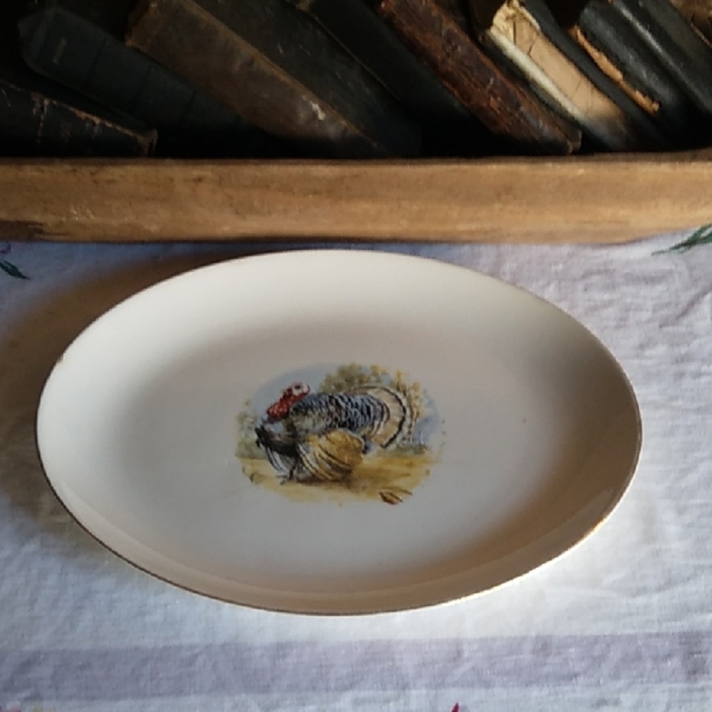 Elegant Cream Dinnerware Platter with Pastoral Scene